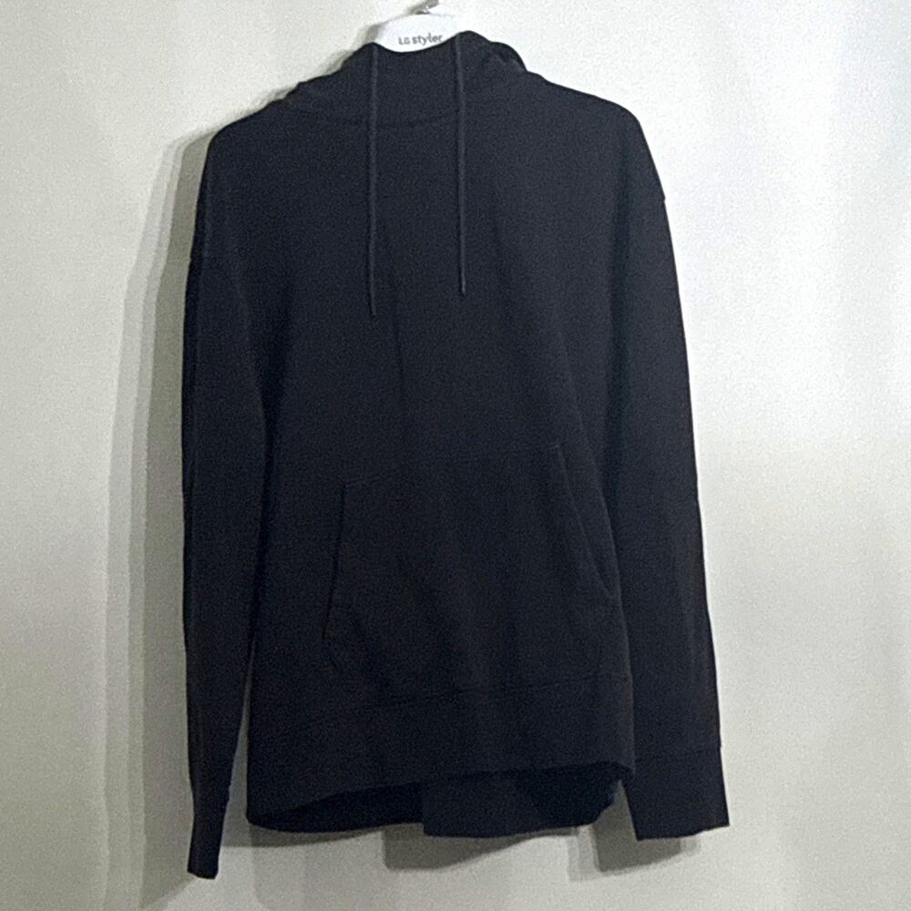 Vince Black Pullover Hoodie XL Cotton Pima Solid Long Sleeve Drawstring Pockets